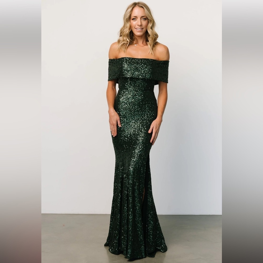 Large Baltic Born Hunter Green Sequin Dress